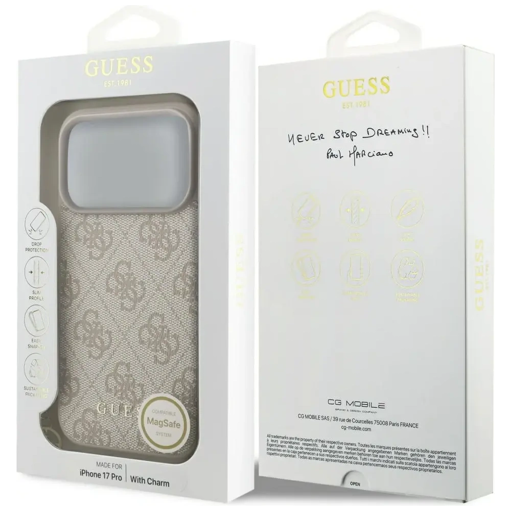 Etui Guess 4G Charms Collection MagSafe do Apple iPhone 17 Pro różowy