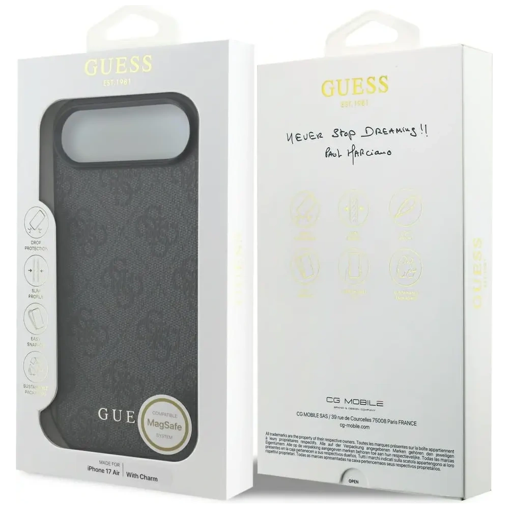Etui Guess 4G Charms Collection MagSafe do Apple iPhone Air czarny