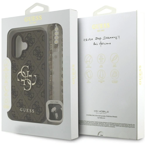 Etui Guess 4G Strap 4G Classic Logo do Apple iPhone 16 brązowy