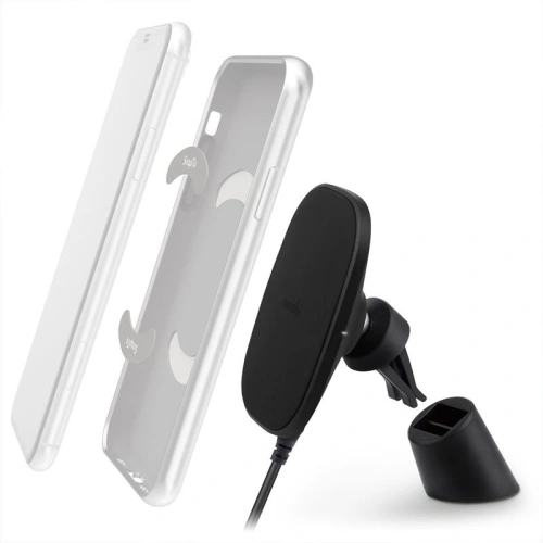 Kup Moshi Qi magnetische Autohalterung SnapTo Magnetische Autohalterung mit drahtloser Aufladung mit 10W induktiver Aufladung (Schwarz) - MOSH056BLK - {ean13} - Sklep Home Screen