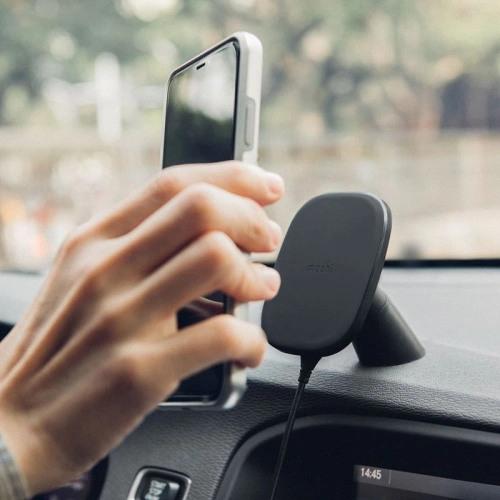 Kup Magnetický držák do auta Qi Moshi SnapTo Magnetic Car Mount s bezdrátovým nabíjením 10W (Černý) - MOSH056BLK - {ean13} - Sklep Home Screen