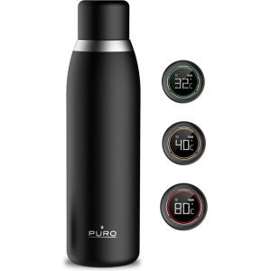 Kup PURO Smart Bottle 500ml INOX Thermoflasche mit LED Smart Cap (Schwarz) - PUR144BLK - {ean13} - Sklep Home Screen