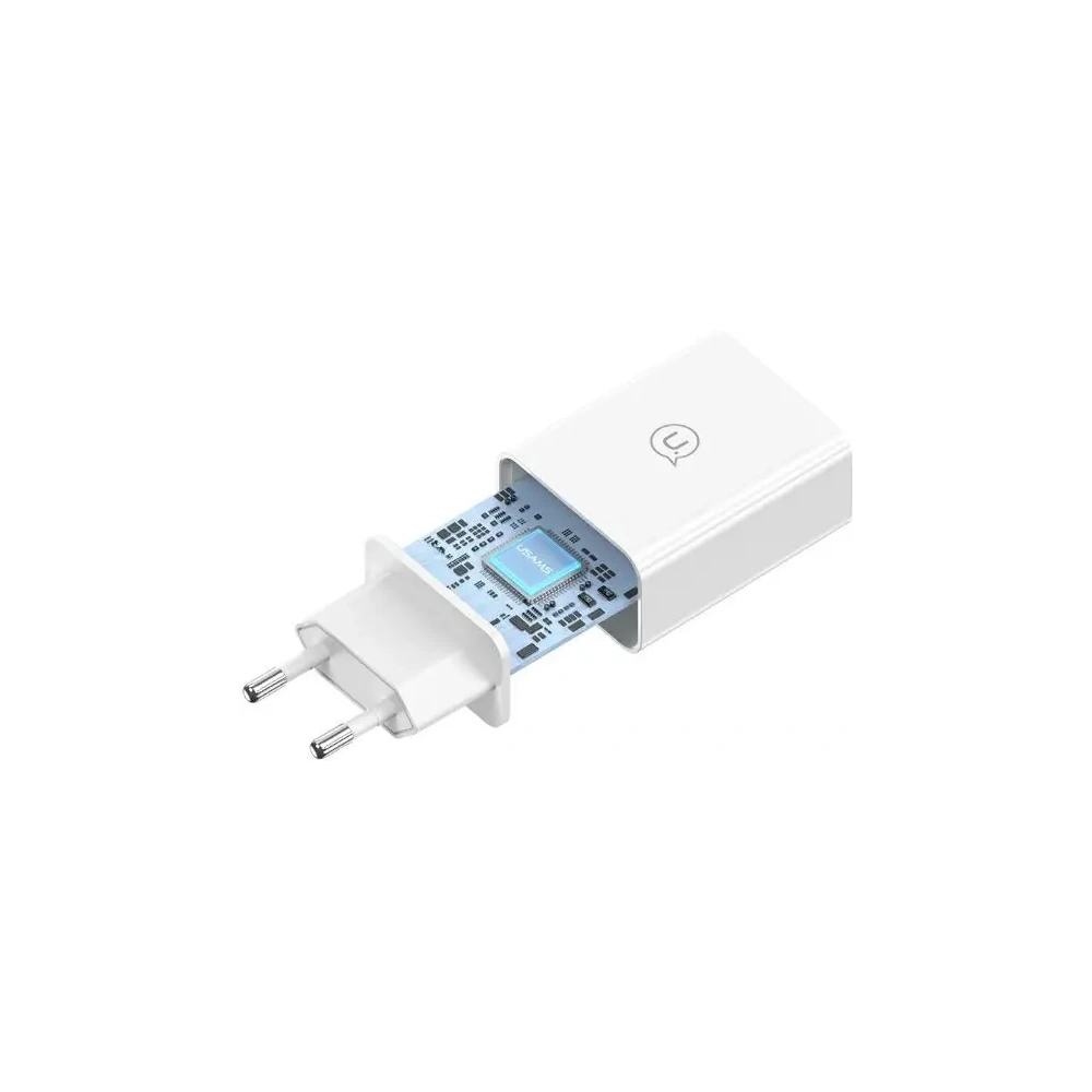 Ładowarka sieciowa USAMS 18W + kabel USB-A / USB-C 1m Fast Charging biały