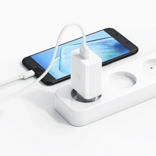 Ładowarka sieciowa USAMS 18W + kabel USB-A / USB-C 1m Fast Charging biały