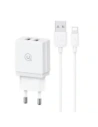 Ładowarka sieciowa USAMS 2xUSB-A 18W + kabel USB-A / Lightning Fast Charging biały