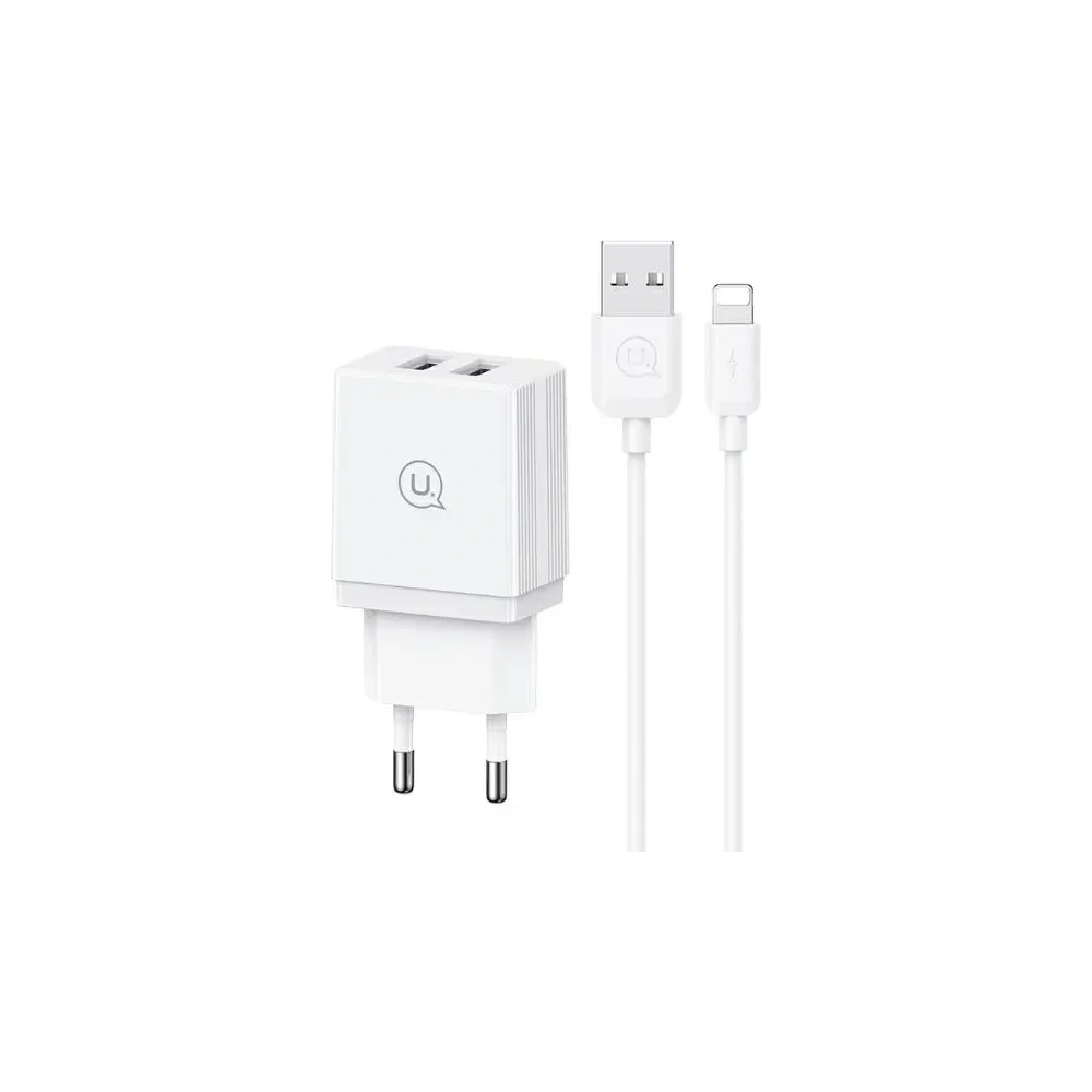 Ładowarka sieciowa USAMS 2xUSB-A 18W + kabel USB-A / Lightning Fast Charging biały
