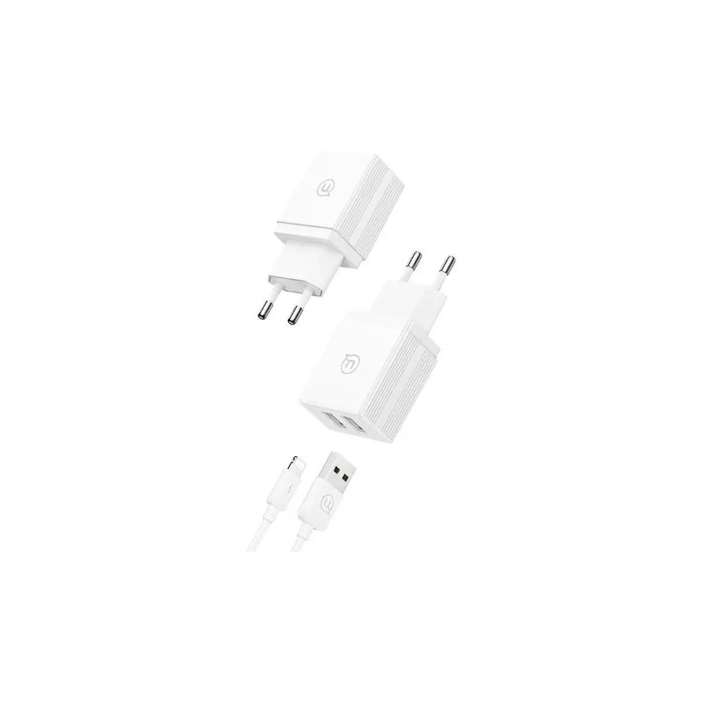 Ładowarka sieciowa USAMS 2xUSB-A 18W + kabel USB-A / Lightning Fast Charging biały