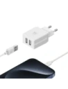 Ładowarka sieciowa USAMS 2xUSB-A 18W + kabel USB-A / Lightning Fast Charging biały
