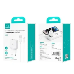 Ładowarka sieciowa USAMS 2xUSB-A 18W + kabel USB-A / Lightning Fast Charging biały