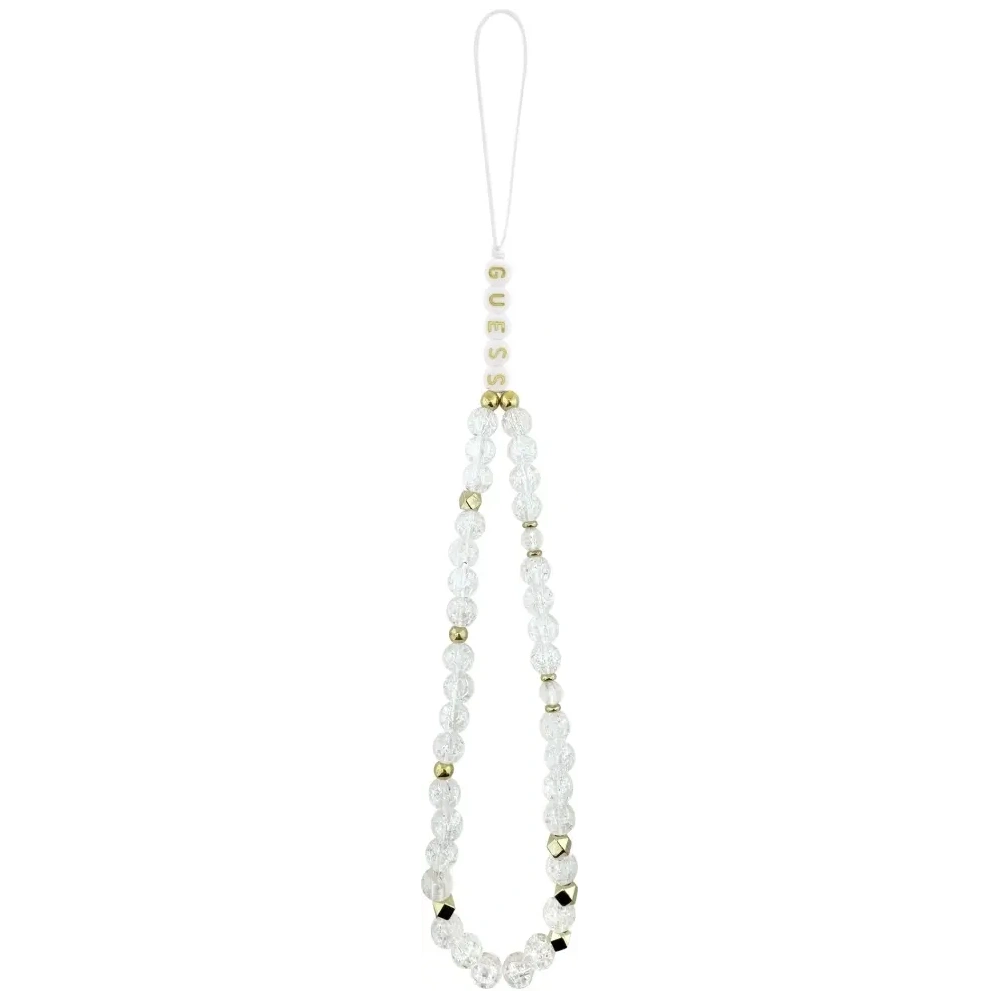 Etui Guess IML Flowers Electro Pearl Strap MagSafe do Apple iPhone 17 biały