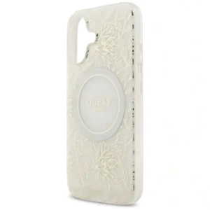 Etui Guess IML Flowers Electro Pearl Strap MagSafe do Apple iPhone 17 biały