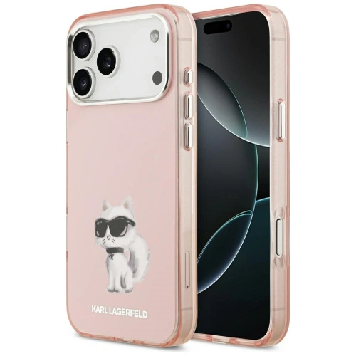 Etui Karl Lagerfeld IML Aquarelle Choupette & Logo MagSafe do Apple iPhone 17 Pro Max różowy