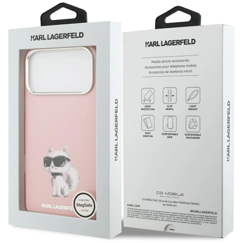 Etui Karl Lagerfeld IML Aquarelle Choupette & Logo MagSafe do Apple iPhone 17 Pro Max różowy