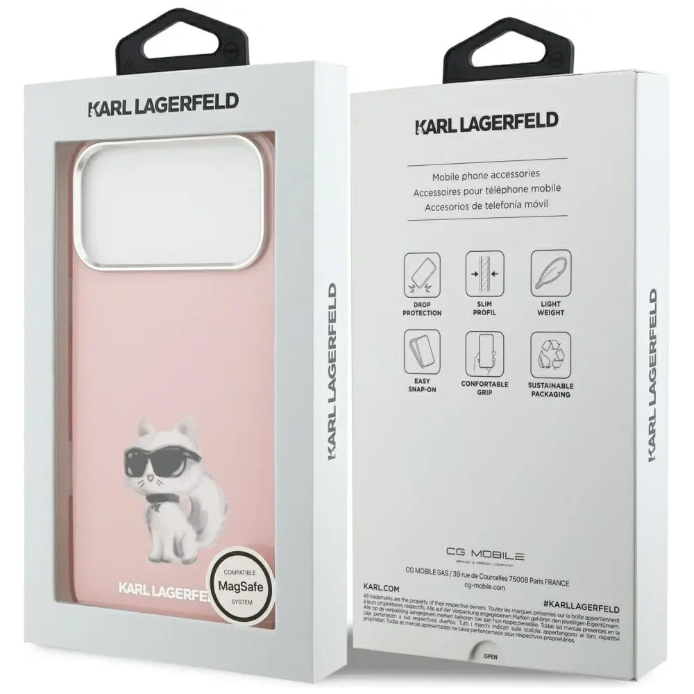 Etui Karl Lagerfeld IML Aquarelle Choupette & Logo MagSafe do Apple iPhone 17 Pro Max różowy