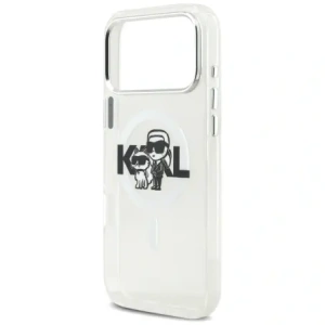 Etui Karl Lagerfeld IML Glitter Karl & Choupette Sketch Logo MagSafe do Apple iPhone 17 Pro Max przezroczysty