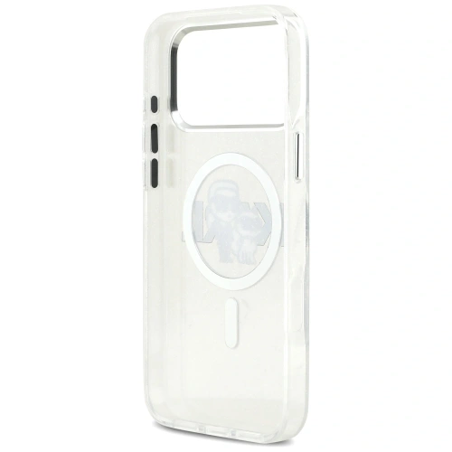 Etui Karl Lagerfeld IML Glitter Karl & Choupette Sketch Logo MagSafe do Apple iPhone 17 Pro Max przezroczysty