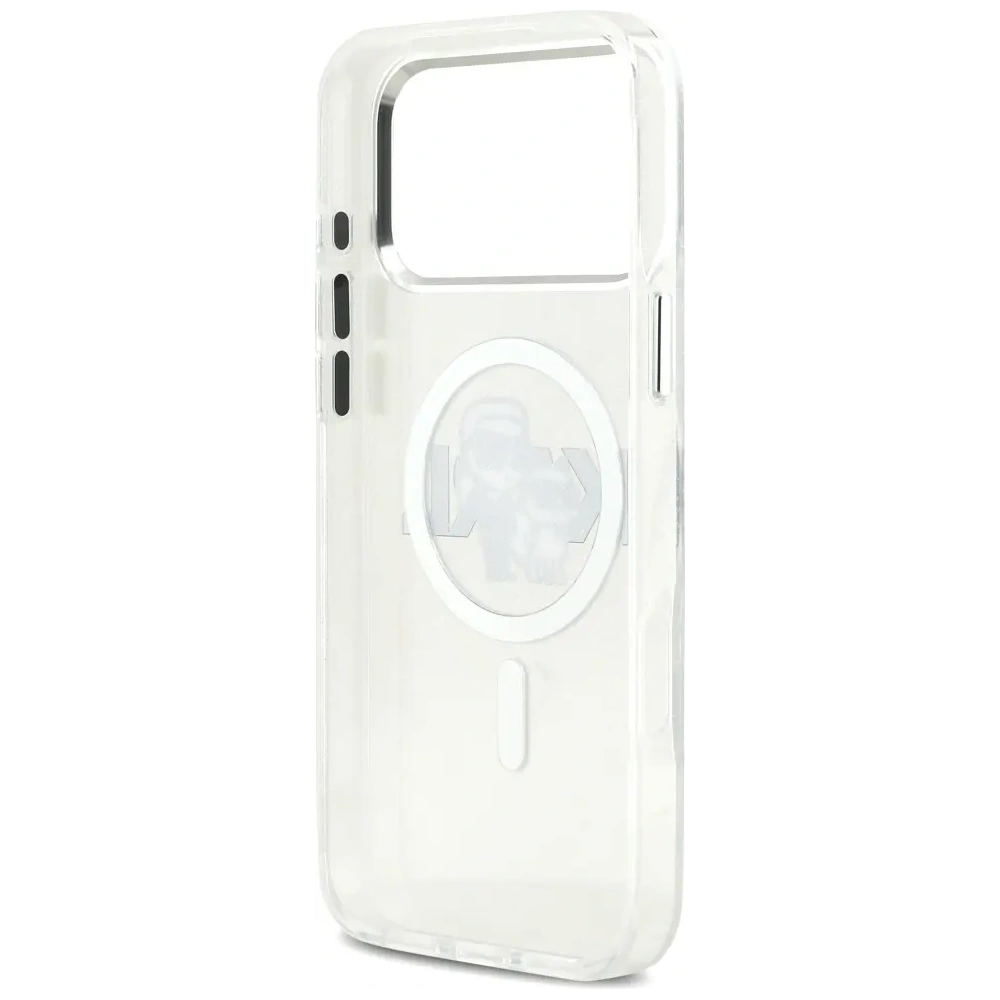 Etui Karl Lagerfeld IML Glitter Karl & Choupette Sketch Logo MagSafe do Apple iPhone 17 Pro Max przezroczysty