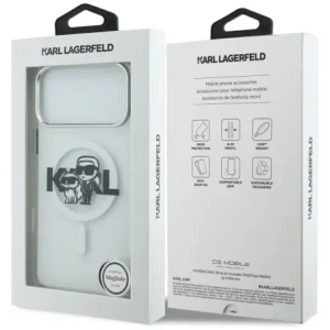 Etui Karl Lagerfeld IML Glitter Karl & Choupette Sketch Logo MagSafe do Apple iPhone 17 Pro Max przezroczysty