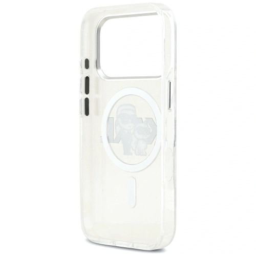 Etui Karl Lagerfeld IML Glitter Karl & Choupette Sketch Logo MagSafe do Apple iPhone 17 Pro przezroczysty