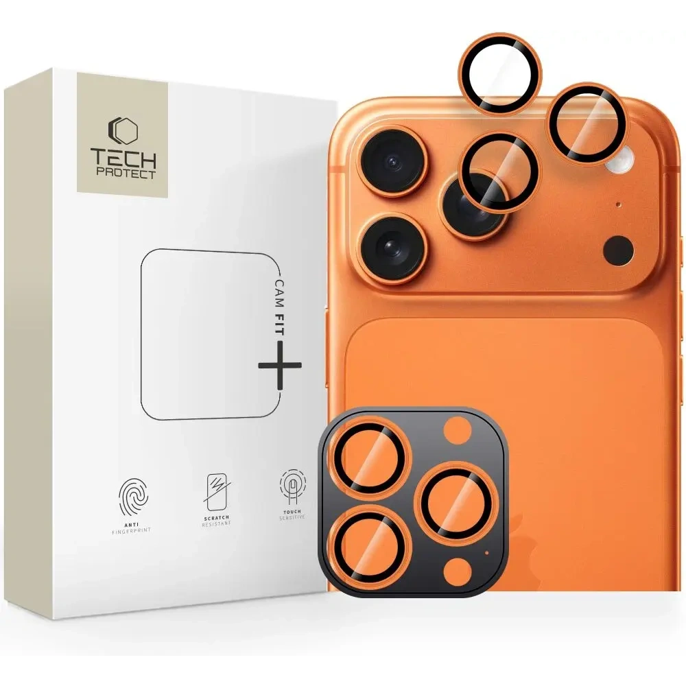 Osłona aparatu Tech-Protect Camring Fit+ do Apple iPhone 14 Pro / 14 Pro Max / 15 Pro / 15 Pro Max / 16 Pro / 16 Pro Max / 17 Pro / 17 Pro Max Cosmic Orange