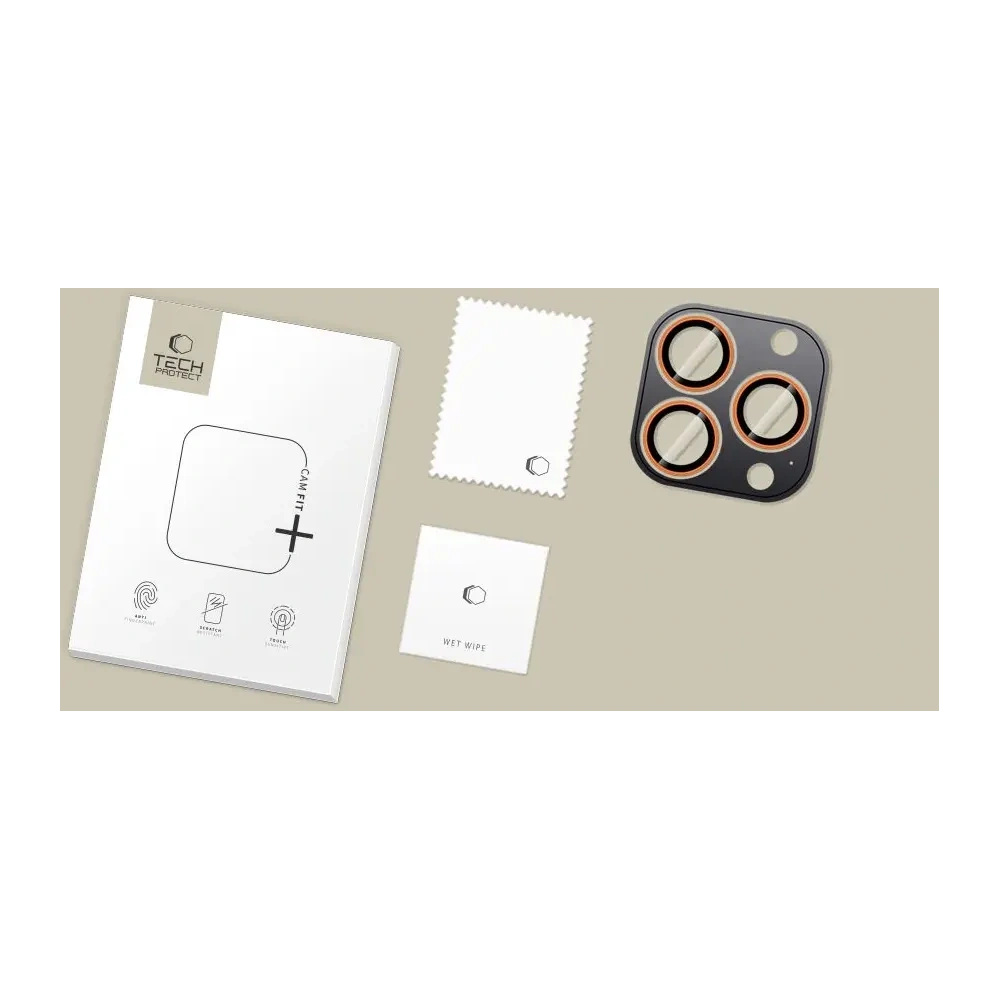 Osłona aparatu Tech-Protect Camring Fit+ do Apple iPhone 14 Pro / 14 Pro Max / 15 Pro / 15 Pro Max / 16 Pro / 16 Pro Max / 17 Pro / 17 Pro Max Cosmic Orange