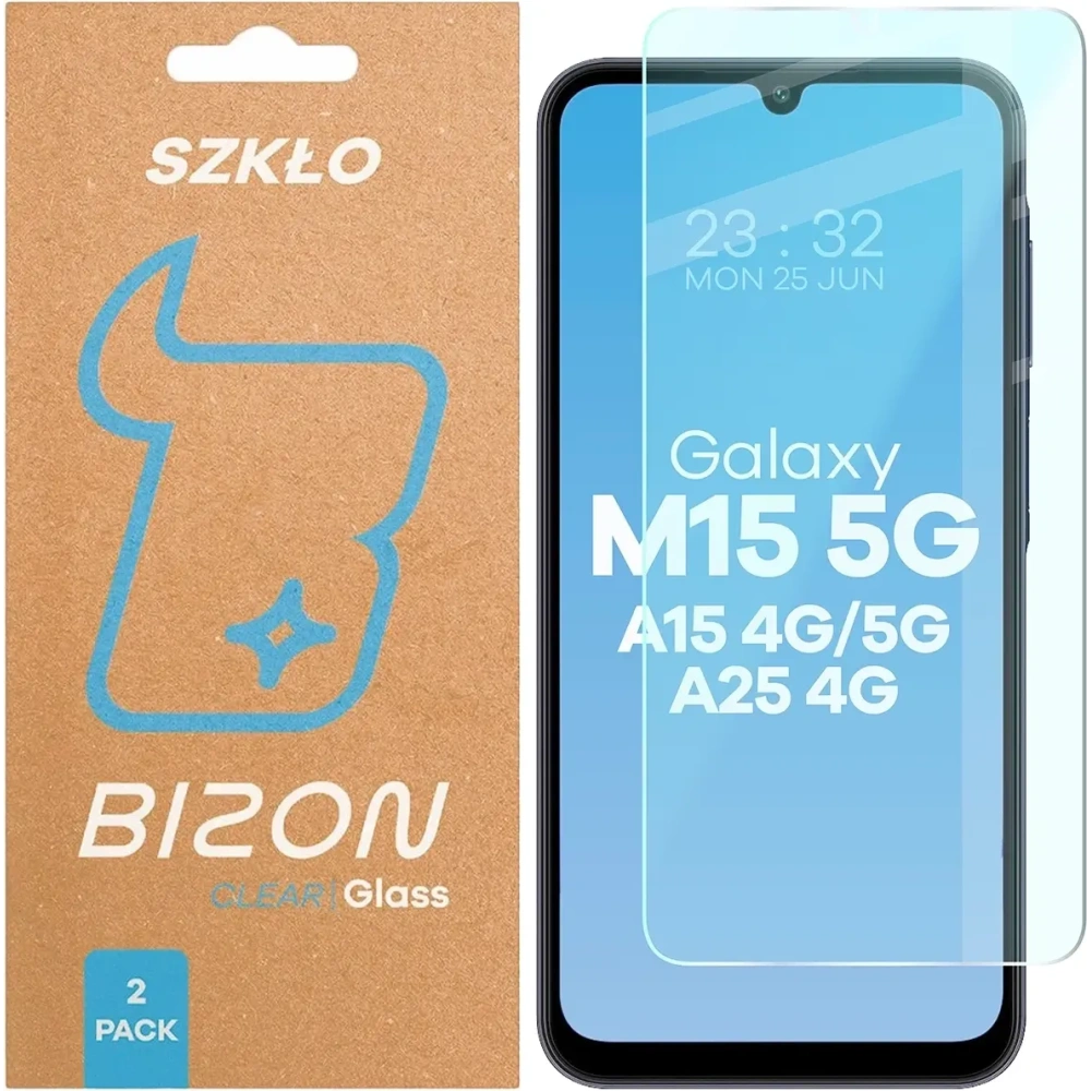 Szkło hartowane Bizon Glass Clear Duo do Samsung Galaxy A15 4G/5G / A25 5G / M15 5G [2 PACK]