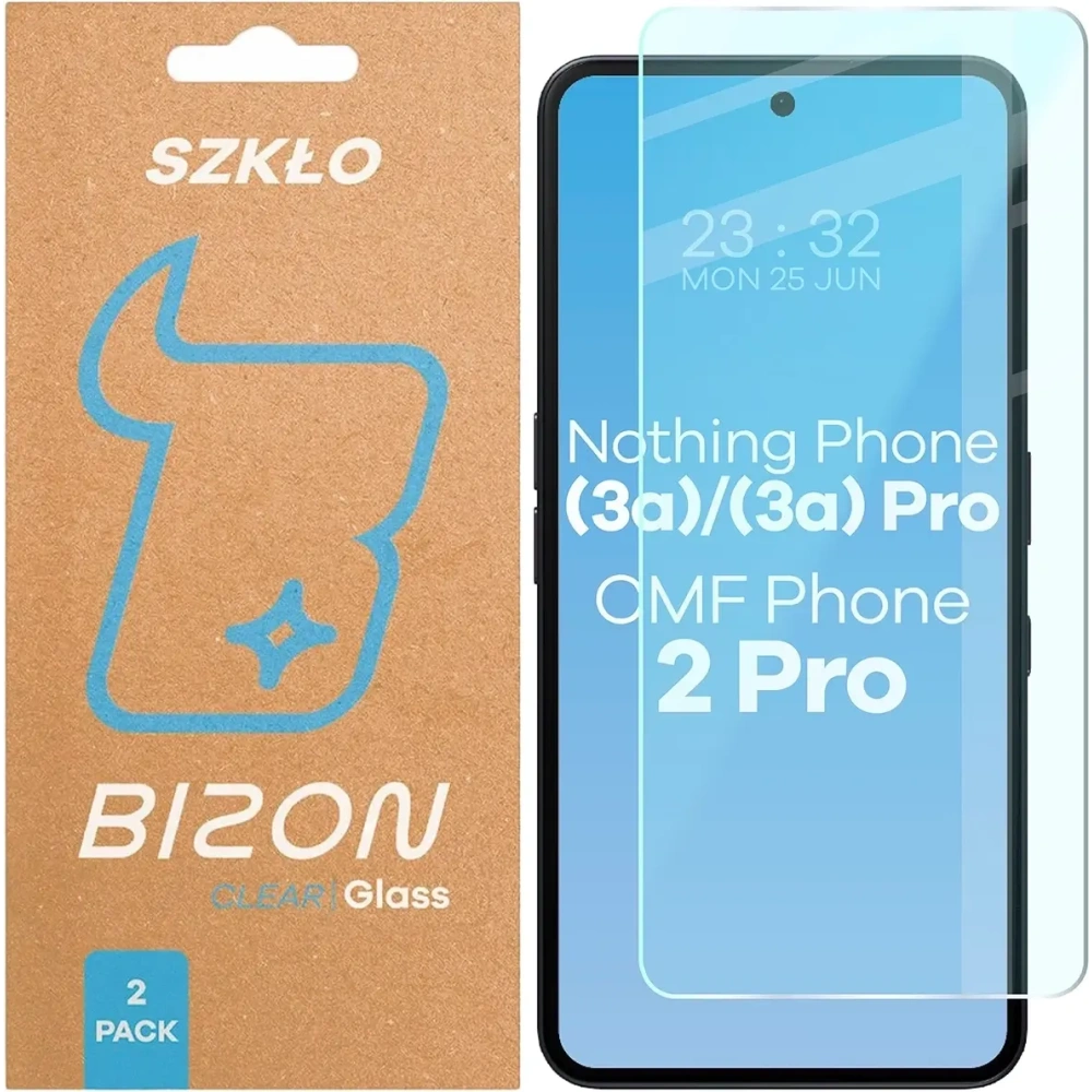 Szkło hartowane Bizon Glass Clear Duo do Nothing Phone (3a) / (3a) Pro / CMF Phone 2 Pro [2 PACK]