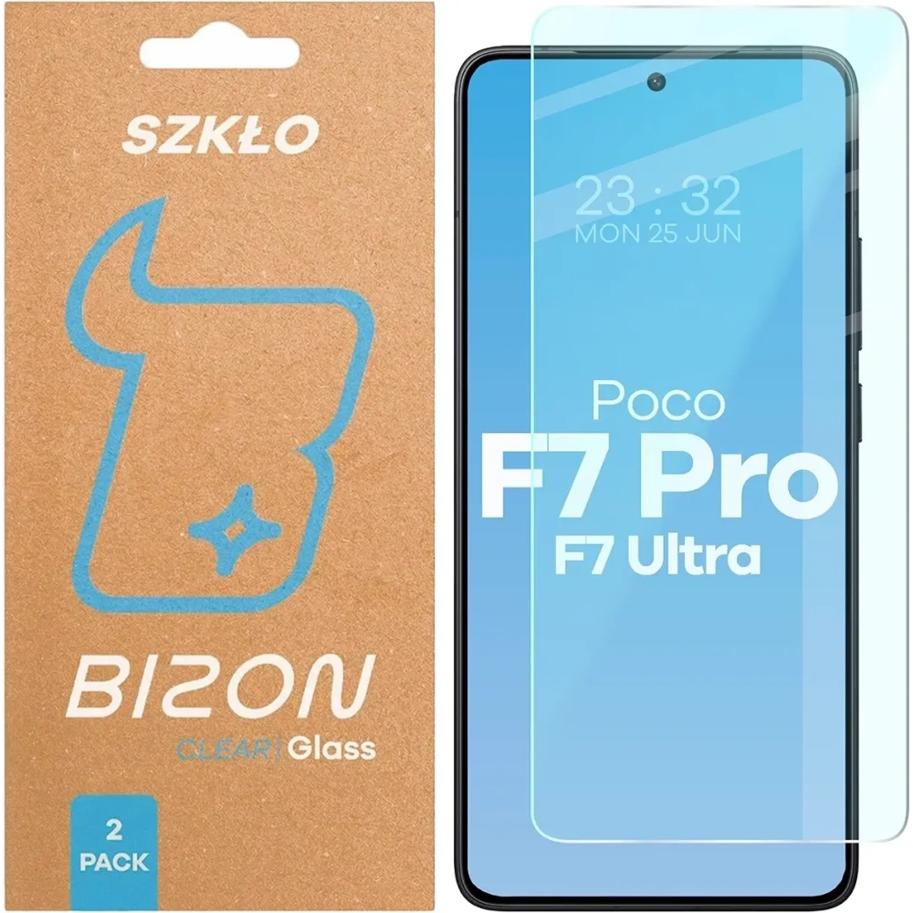 Szkło hartowane Bizon Glass Clear Duo do Xiaomi POCO F7 Pro / F7 Ultra [2 PACK]