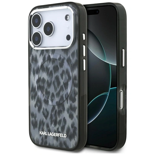 Etui Karl Lagerfeld IML Leopard Pattern MagSafe do Apple iPhone 17 Pro czarny