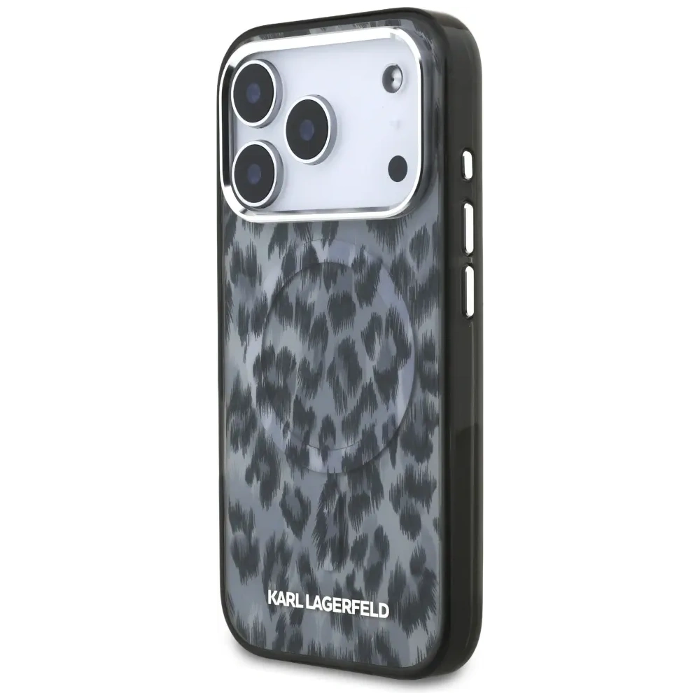 Etui Karl Lagerfeld IML Leopard Pattern MagSafe do Apple iPhone 17 Pro czarny