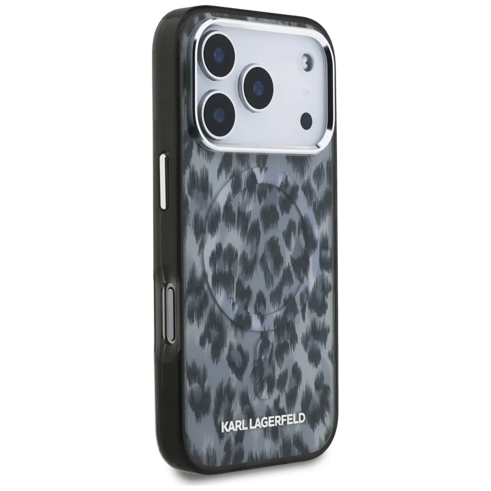 Etui Karl Lagerfeld IML Leopard Pattern MagSafe do Apple iPhone 17 Pro czarny