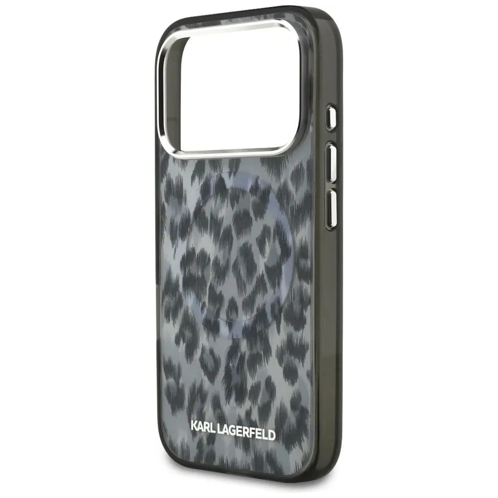 Etui Karl Lagerfeld IML Leopard Pattern MagSafe do Apple iPhone 17 Pro czarny