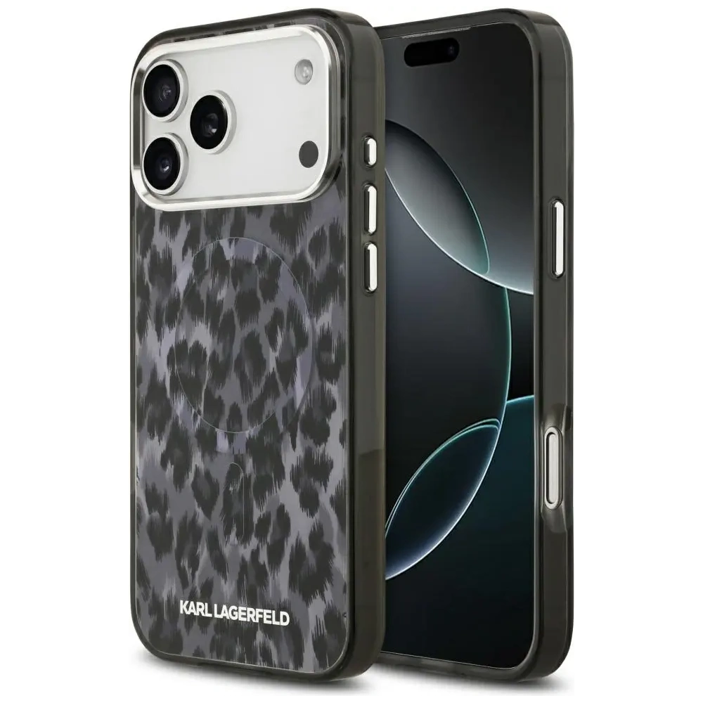 Etui Karl Lagerfeld IML Leopard Pattern MagSafe do Apple iPhone 17 Pro Max czarny