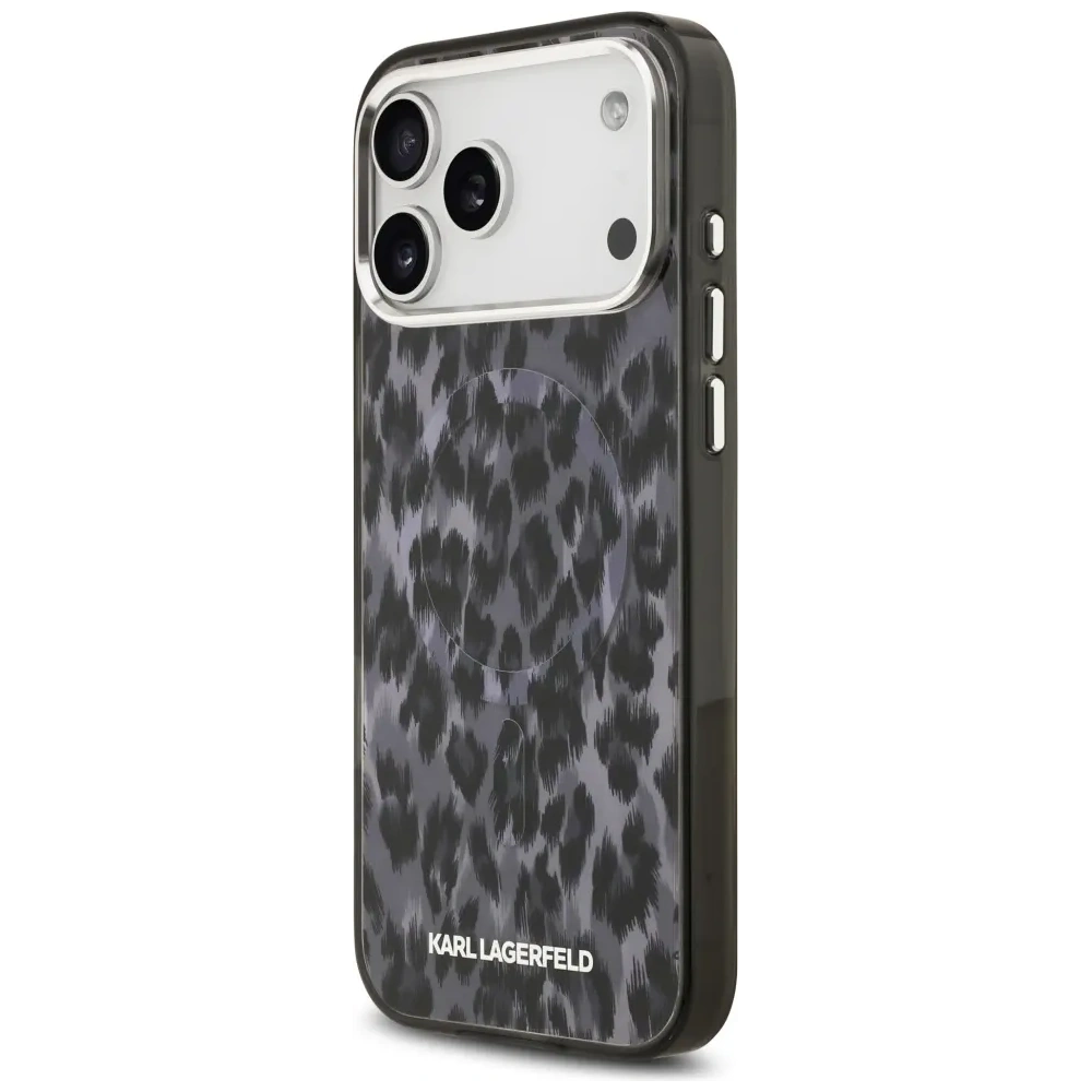 Etui Karl Lagerfeld IML Leopard Pattern MagSafe do Apple iPhone 17 Pro Max czarny