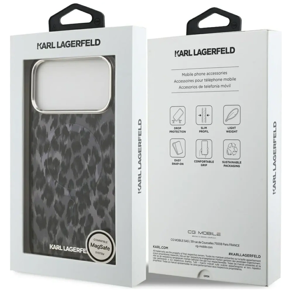Etui Karl Lagerfeld IML Leopard Pattern MagSafe do Apple iPhone 17 Pro Max czarny
