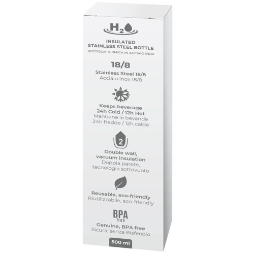Buy PURO H2O Thermal Stainless Steel Water Bottle 500ml (Matt White) - PUR149WHT - {ean13} - Home Screen Store Europe
