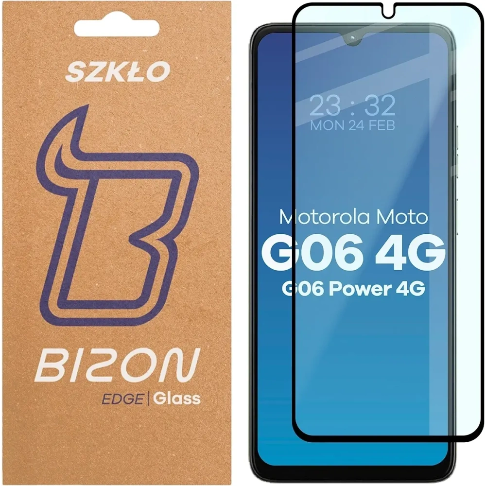 Szkło hartowane Bizon Glass Edge 2 do Motorola Moto G06 4G / G06 Power 4G czarna ramka