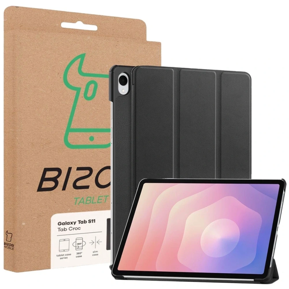 Etui z klapką Bizon Case Tab Croc do Samsung Galaxy Tab S11 czarne
