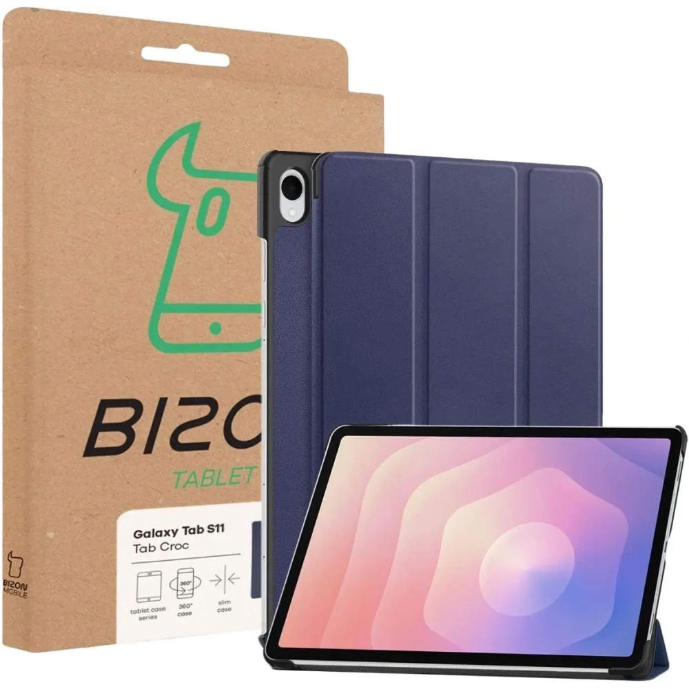 Etui z klapką Bizon Case Tab Croc do Samsung Galaxy Tab S11 granatowe