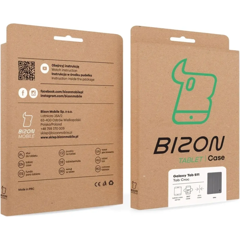 Etui z klapką Bizon Case Tab Croc do Samsung Galaxy Tab S11 szare