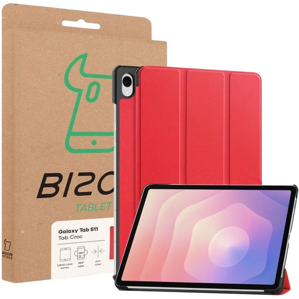 Etui z klapką Bizon Case Tab Croc do Samsung Galaxy Tab S11 czerwone