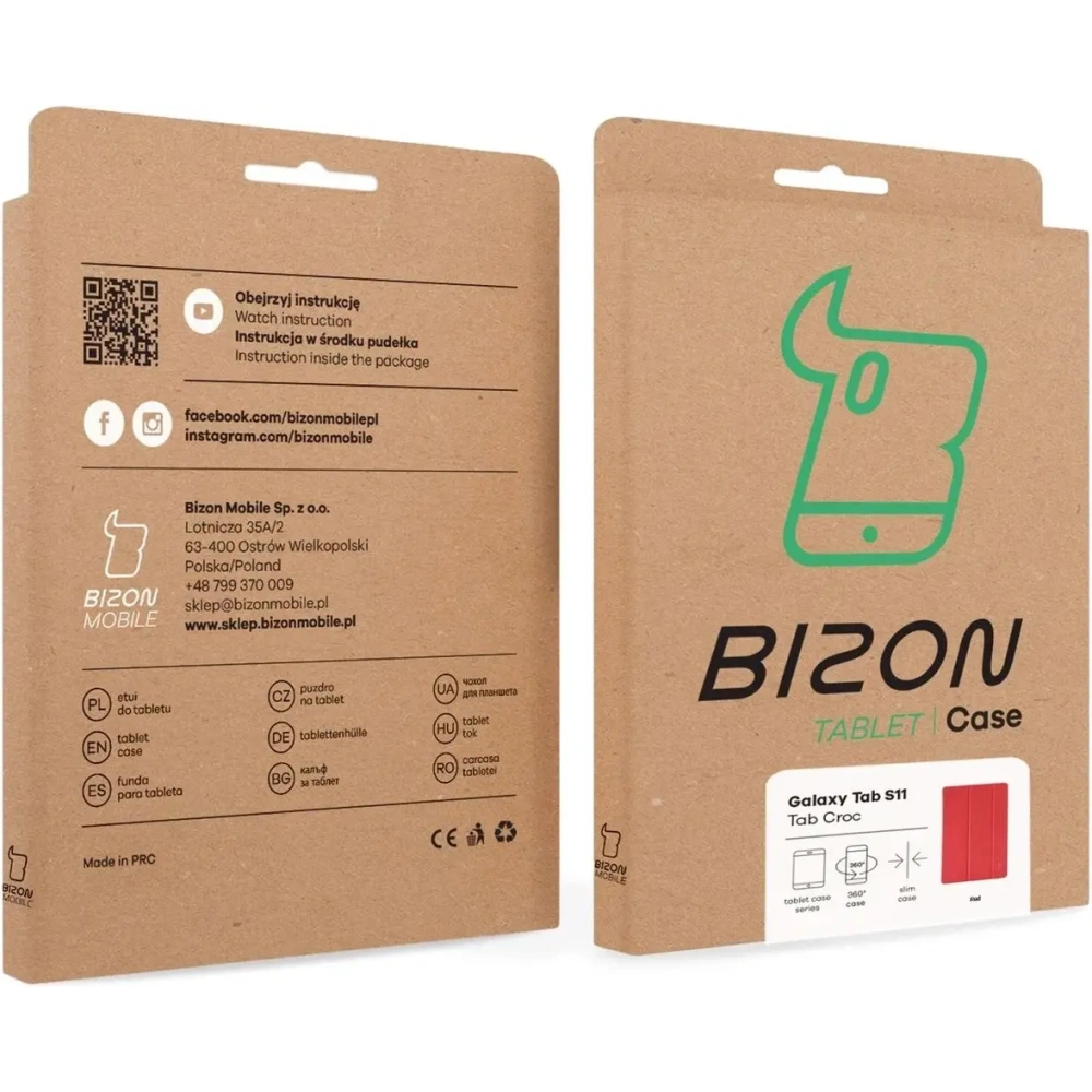 Etui z klapką Bizon Case Tab Croc do Samsung Galaxy Tab S11 czerwone
