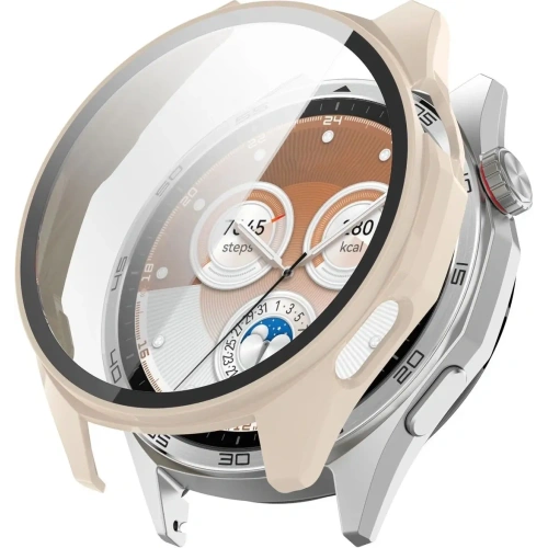 Etui ze szkłem do zegarka Bizon Case+Glass Watch do Huawei Watch GT6 46mm beżowe