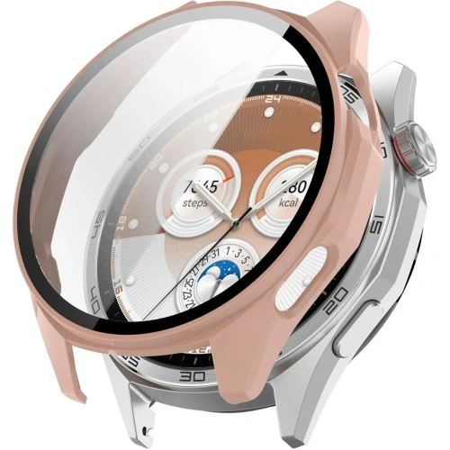 Etui ze szkłem do zegarka Bizon Case+Glass Watch do Huawei Watch GT6 46mm różowe