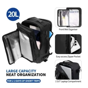 Plecak Tech-Protect Defender S50 Ryanair & Wizzair Travel Laptop Cabin Backpack 20L 40x20x25 Black