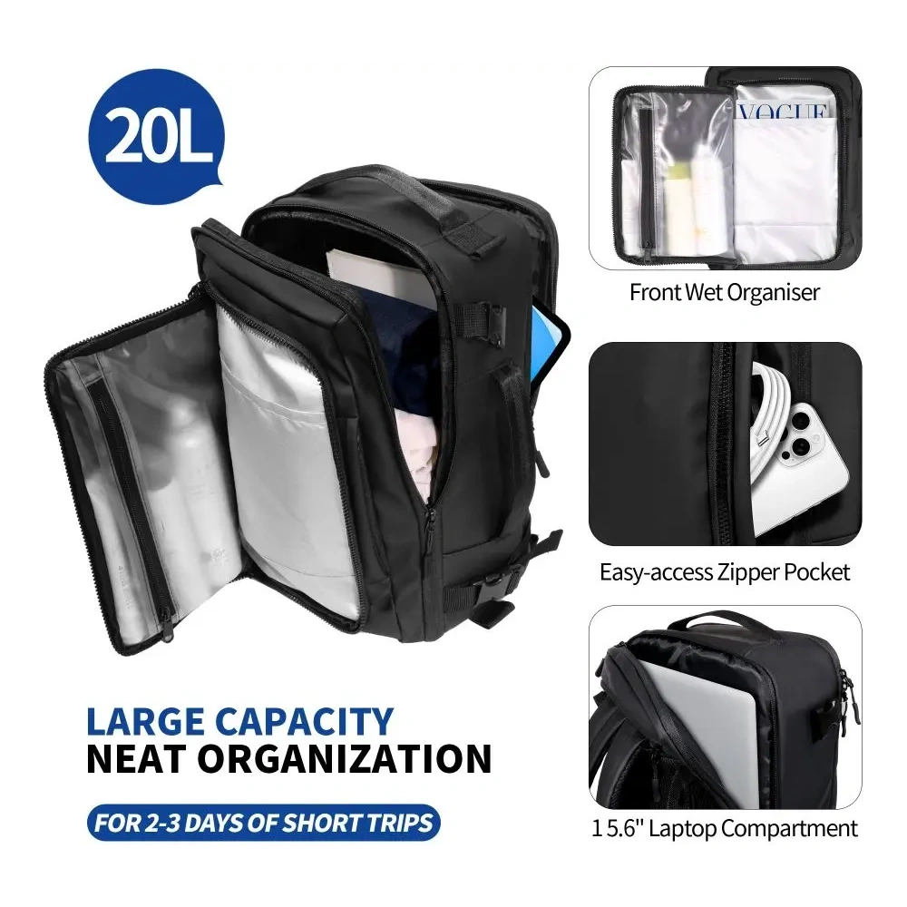 Plecak Tech-Protect Defender S50 Ryanair & Wizzair Travel Laptop Cabin Backpack 20L 40x20x25 Black