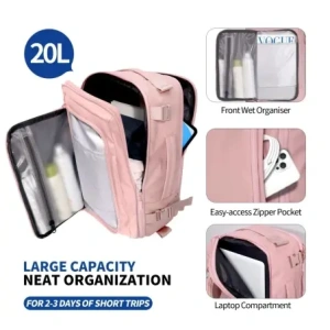 Plecak Tech-Protect Defender S50 Ryanair & Wizzair Travel Laptop Cabin Backpack 20L 40x20x25 Dusty Pink