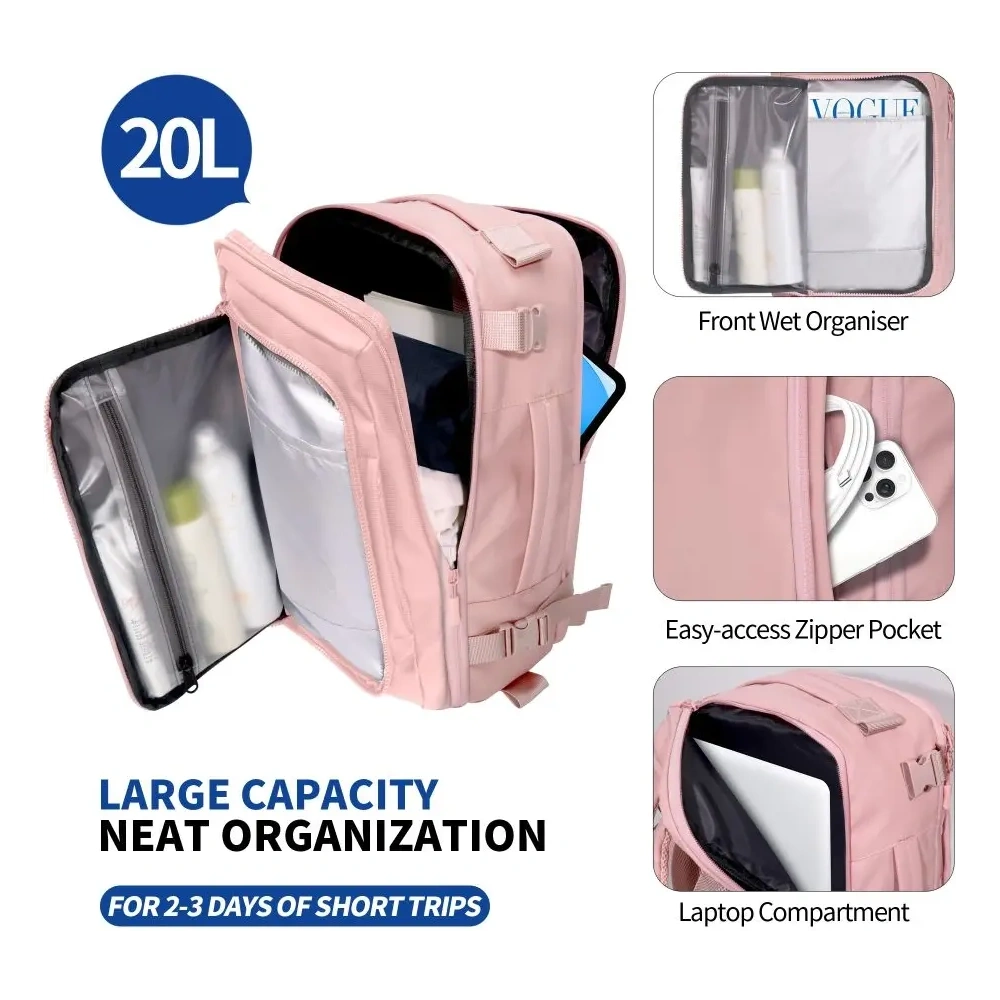 Plecak Tech-Protect Defender S50 Ryanair & Wizzair Travel Laptop Cabin Backpack 20L 40x20x25 Dusty Pink