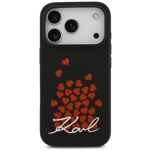 Etui Karl Lagerfeld Silicone Heart Sign Logo MagSafe do Apple iPhone 17 Pro czarny