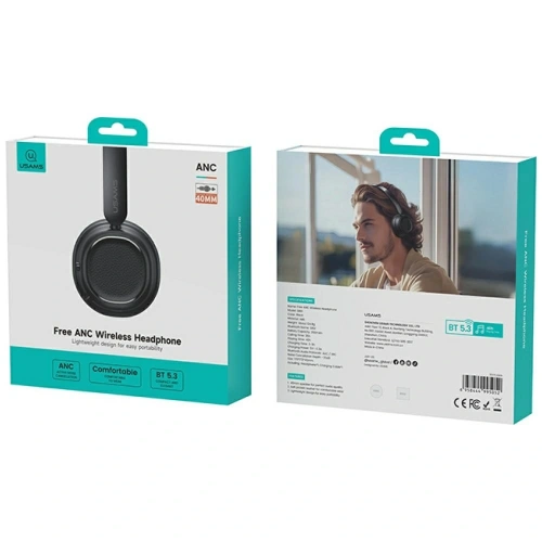 Bezprzewodowe słuchawki nauszne USAMS SR01 Bluetooth 5.3 ANC czarny